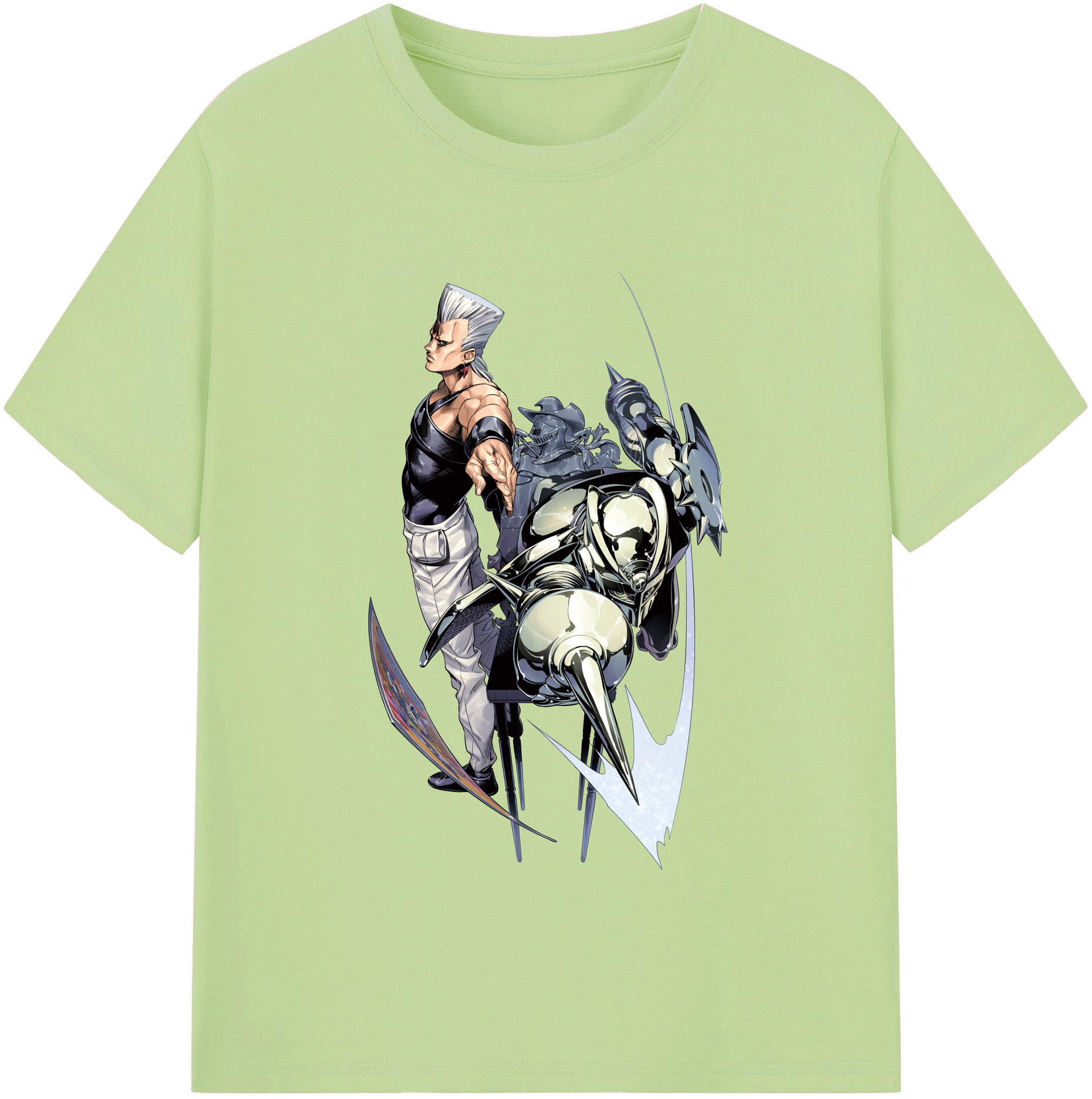 （画像用） ジョジョの奇妙な冒険 ジャン＝ピエール?ポルナレフ JoJo's Bizarre Adventure Jan Pierre Polnareff 綿100％半袖Tシャツ（フロントプリント）